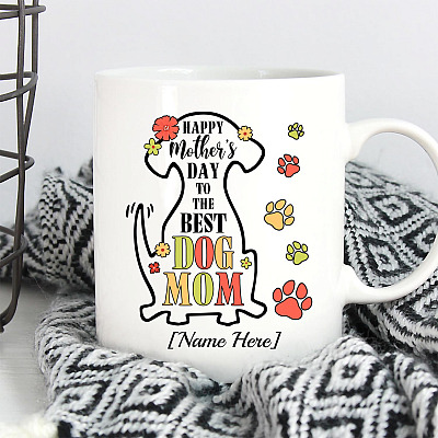 Alternative view of Personalized Happy Mother's Day To The Best Dog Mom Ceramic Coffee Mug - Beer Stein - Water Bottle - Dog Mom Gifts