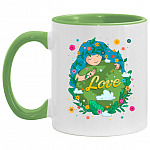 Love Mother Earth Accent Mug, White/Light Green, 11 oz. Accent Mug