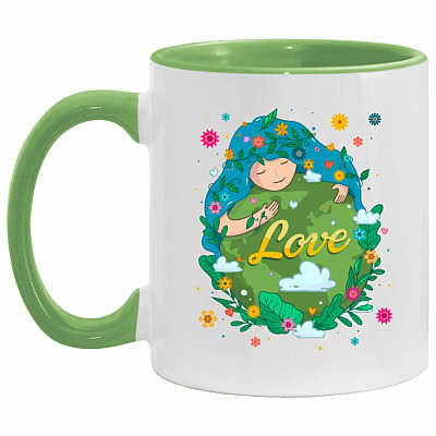 Love Mother Earth Accent Mug, White/Light Green, 11 oz. Accent Mug