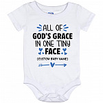 Personalized All of God's Grace, White, Baby Onesie - 12 Month