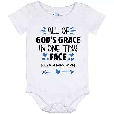 Personalized All of God's Grace, White, Baby Onesie - 12 Month