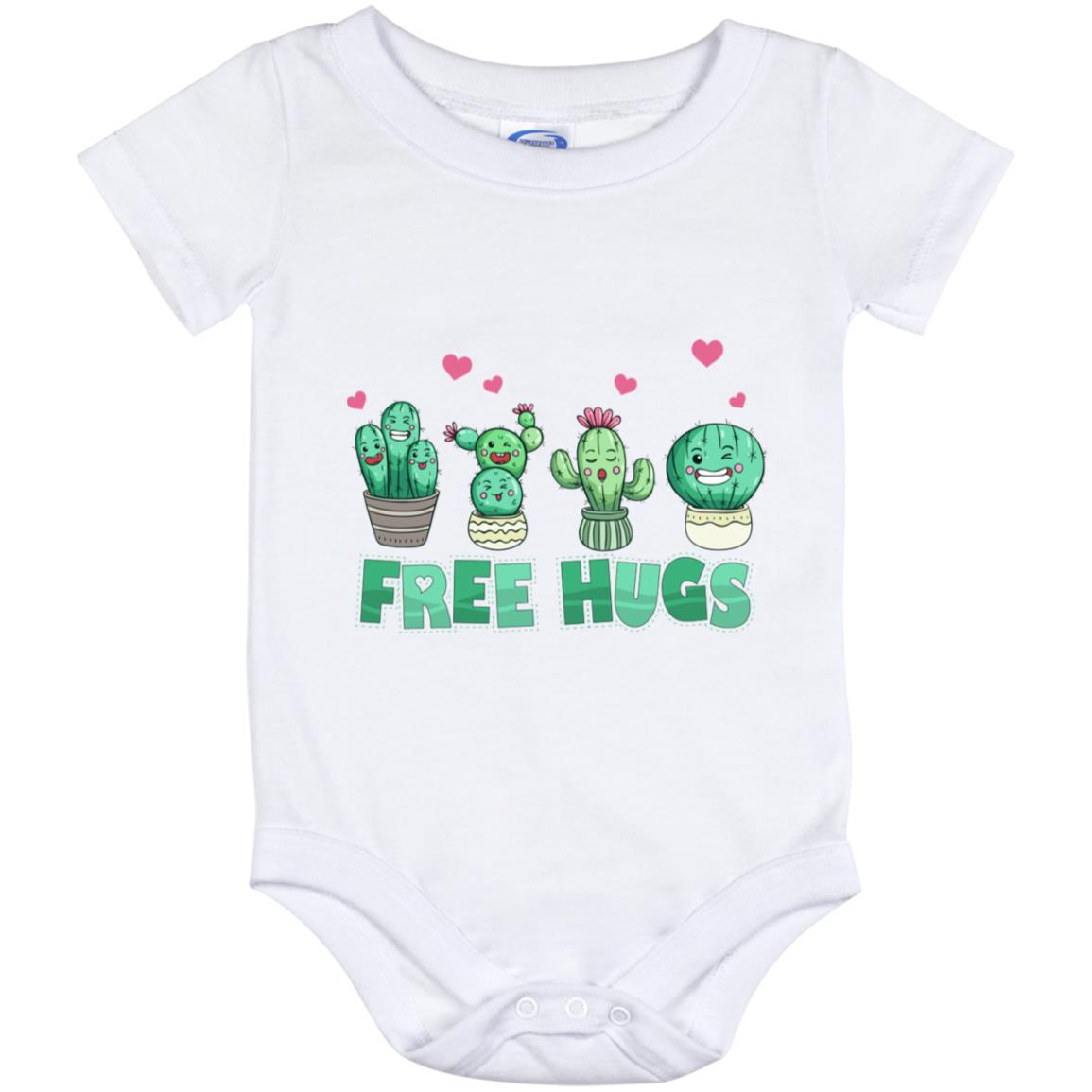 Funny Cactus Free Hugs Social, White, Baby Onesie - 12 Month