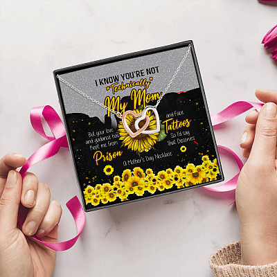 Alternative view of I Know You're Not Technically My Mom but Your Love a Mother's Day Interlocking Hearts Pendant Necklace