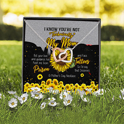 I Know You're Not Technically My Mom but Your Love a Mother's Day Interlocking Hearts Pendant Necklace