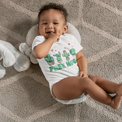 Alternative view of Funny Cactus Free Hugs Social Distance Baby Onesie - Baby Infant Bodysuit