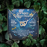 Dragonfly to My Badass Graduate Daughter Even a Global Pandemic Couldn't Stop You Interlocking Hearts Pendant Necklace