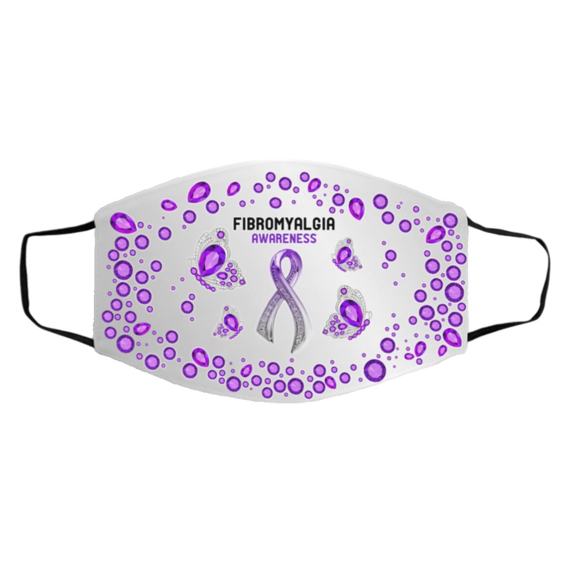 Fibromyalgia Awareness PuFace Mask, White, Cloth Face Cover – Medium/Large