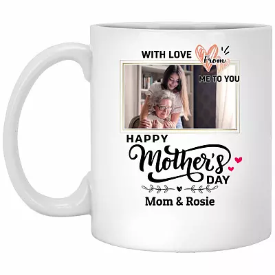 Personalized Custom Photo Happy, White, 11 oz. White Mug
