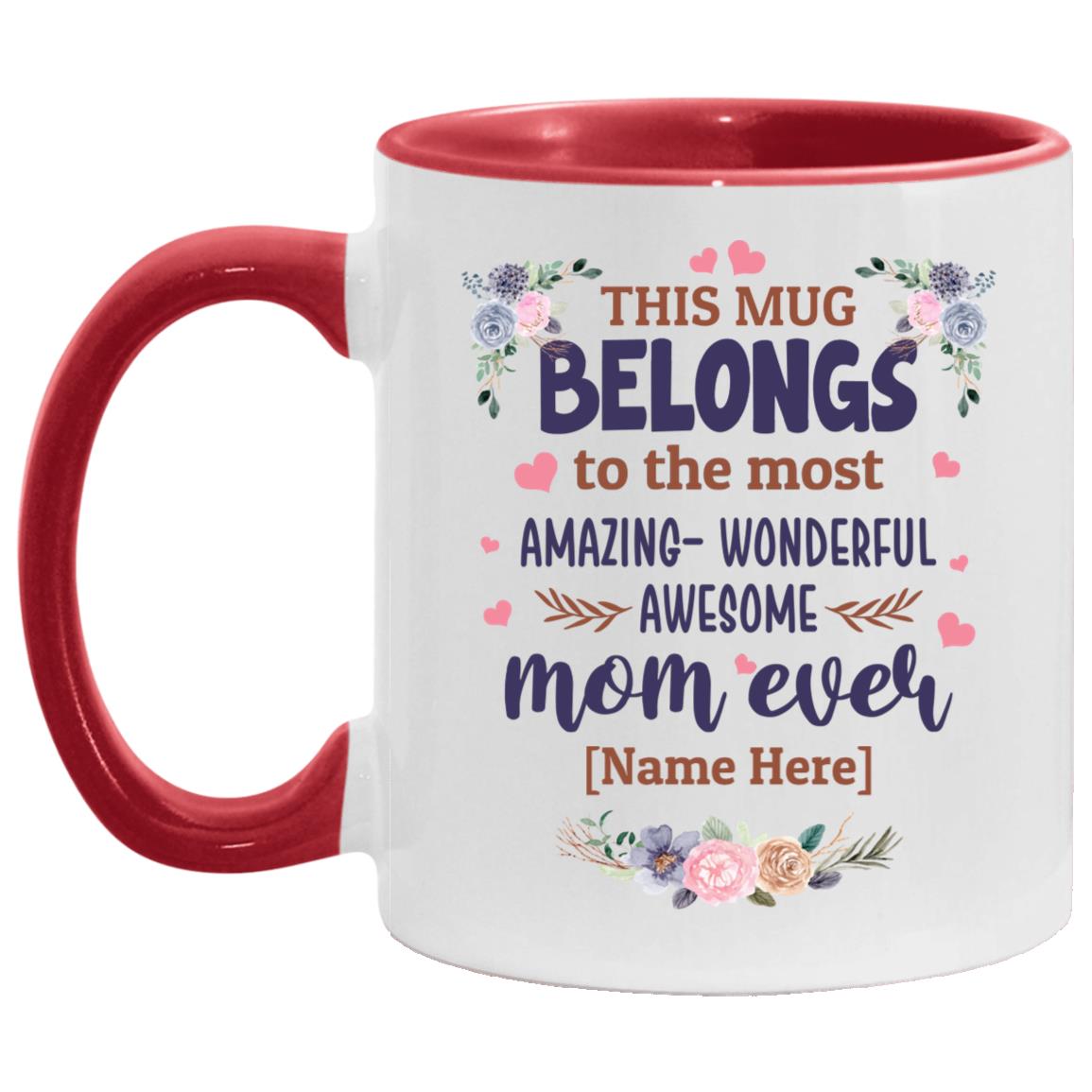 Personalized Mug, White/Red, 11 oz. Accent Mug