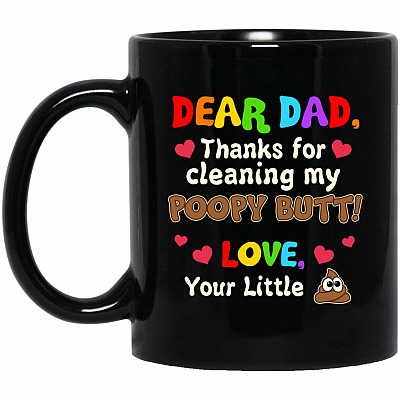 dear dad black, Black, 11 oz. Black Mug