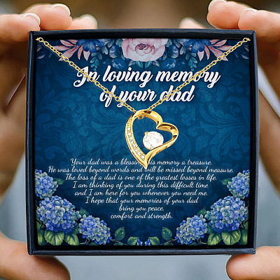 In Loving Memory Of Your Dad Was A Blessing Memorial Remembrance Forever Love Pendant Necklace