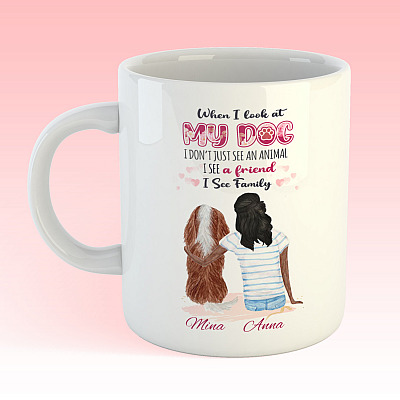 Alternative view of Personalized Gift for Dog Lover Coffee Mug - When I Look My Dog I See a Friend Travel Bottle