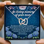 In Loving Memory Of Your Mom Was A Blessing Memorial Remembrance Interlocking Hearts Pendant Necklace