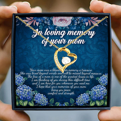 In Loving Memory Of Your Mom Was A Blessing Memorial Remembrance Forever Love Pendant Necklace