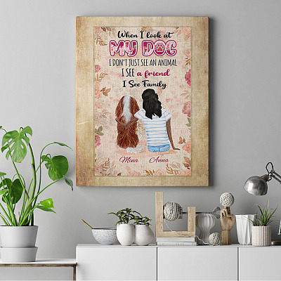 Alternative view of Personalized Gift for Dog Lover Framed Canvas - When I Look My Dog I See a Friend Unframed Poster