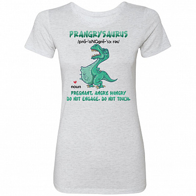 Prangry Saurus ladies, Heather White, Premium Ladies T-Shirt