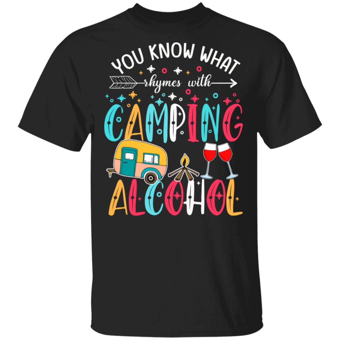 1N.You Know What Rymes With Camping(4), Black, Unisex T-Shirt