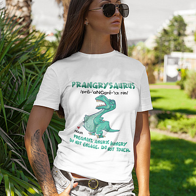 Alternative view of Prangry Saurus Definition Pregnant Angry Hungry Do Not Engage T-Shirt - Pregnant Saurus Mom Shirt