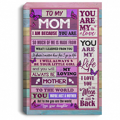 From Daughter to My Mom, White, 0.75'' Framed Canvas