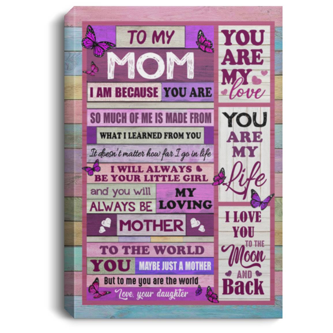 From Daughter to My Mom, White, 0.75'' Framed Canvas