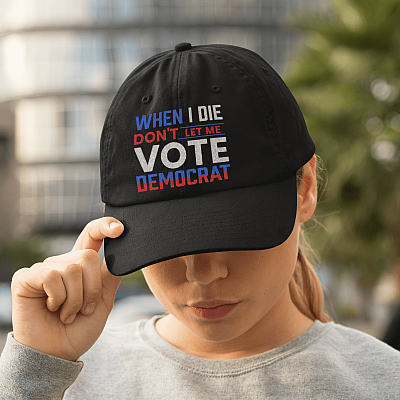 Alternative view of When I Die Don't Let Me Vote Democrat Patriot Twill Cap - High-Profile Snapback Hat - Trucker Hat