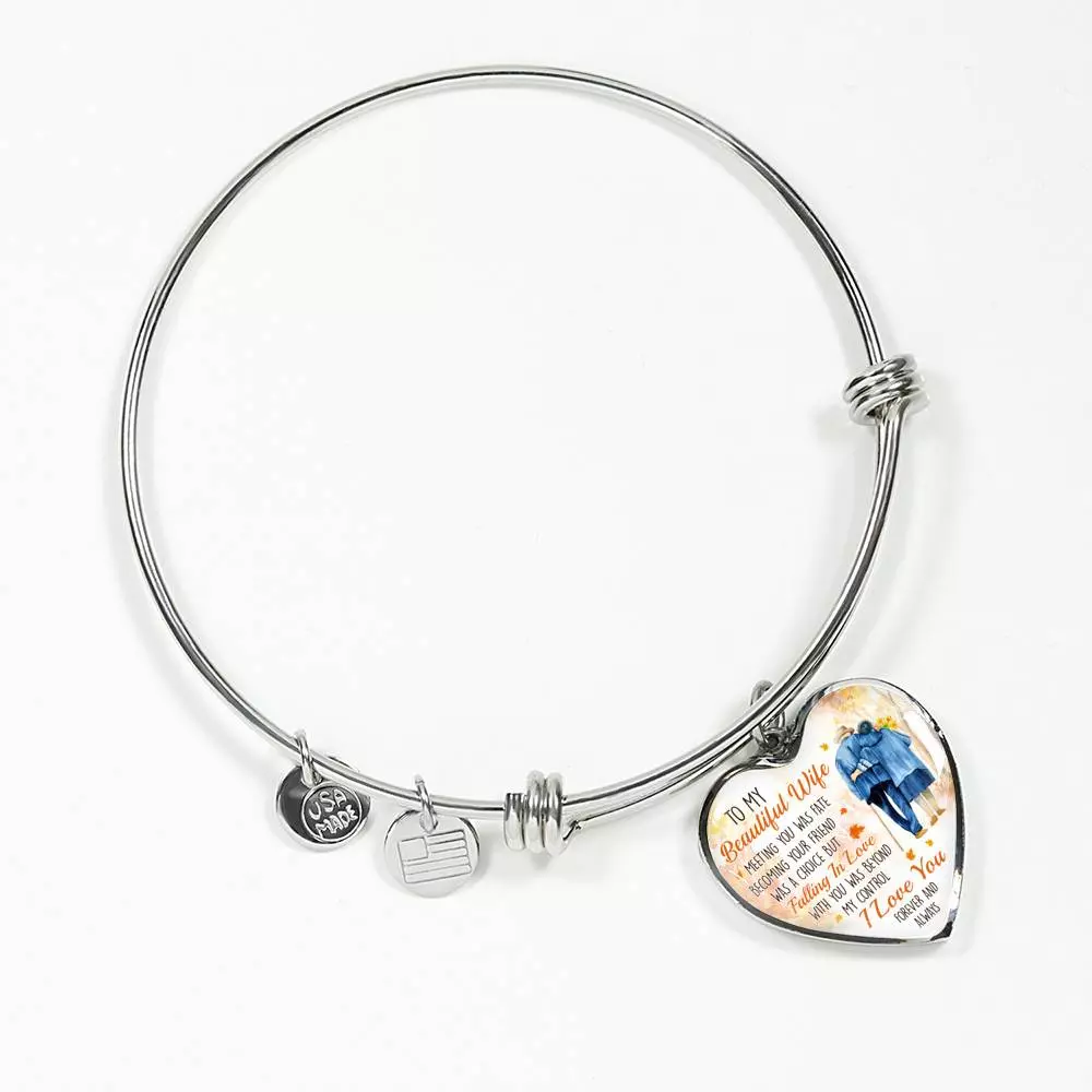 To My Beautiful Wife Meeting You Was Fate Becoming Your Friend Was a Choice Old Couple Heart Pendant Necklace