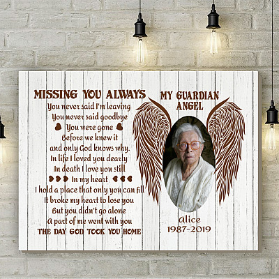 Alternative view of Personalized Custom Photo Missing You Always Never Said I'm Leaving Memorial Framed Canvas - Unframed Poster