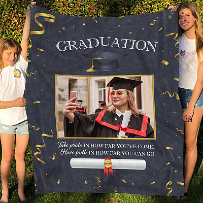 Alternative view of Personalized Custom Photo Graduation Senior 2021 Take Pride In How Far You've Come Class Of 2021 Blanket