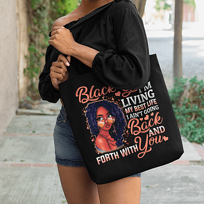 Alternative view of I'm Living My Best Life I Ain't Going Back and Forth with You All Over Print Tote Bag - Shoulder Bag