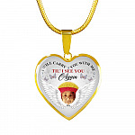 Personalized Photo I Will Carry You With Me Til' I See You Again Butterfly Memorial Luxury Heart Pendant Necklace - Heart Luxury Necklace (Gold Plated)