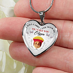 Personalized Photo I Will Carry You With Me Til' I See You Again Butterfly Memorial Luxury Heart Pendant Necklace - Heart Luxury Necklace (Silver)