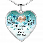 Personalized Photo Your Wings Were Ready But My Heart Was Not Memorial Luxury Heart Pendant Necklace - Heart Luxury Necklace (Silver)