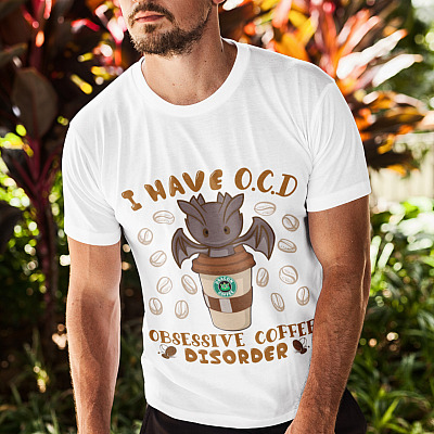 Alternative view of I Have OCD Obsessive Coffee Disorder Shirt - Funny Coffee Shirt