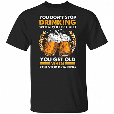 Old Drink T, Black, Unisex T-Shirt
