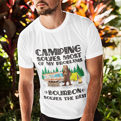 Alternative view of Camping Solves Most Of My Problems Bourbon Solves The Rest Shirt - Camping Shirt