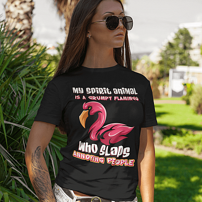 Alternative view of My Spirit Animal Is a Grumpy Flamingo Who Slaps Annoying People T-Shirt