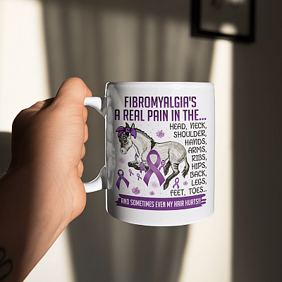 Alternative view of Fibromyalgia a Real Pain in The Body Head Neck - Fibromyalgia Awareness Coffee Mug