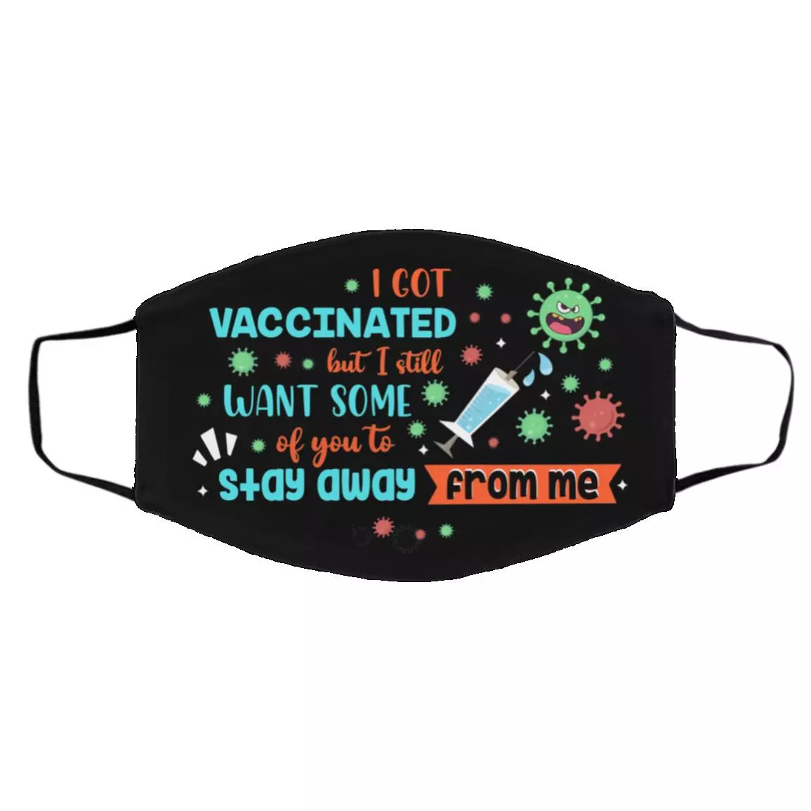 fully vacinate, Black, Cloth Face Cover – Medium/Large