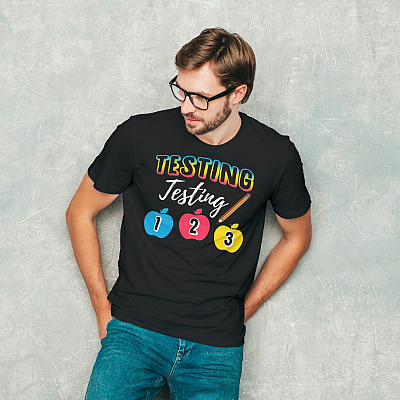 Alternative view of Testing Testing 123 Teacher T-Shirt