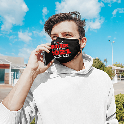 Alternative view of Proud Brother of The 2021 Graduate Washable Reusable Custom Printed Cloth Face Mask Cover