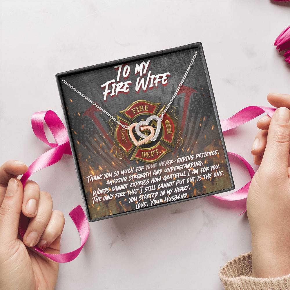 To My Fire Wife Thank You So Much for Your Never-Ending Amazing Strength Patience Interlocking Hearts Pendant Necklace