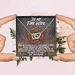 To My Fire Wife Thank You So Much for Your Never-Ending Amazing Strength Patience Interlocking Hearts Pendant Necklace