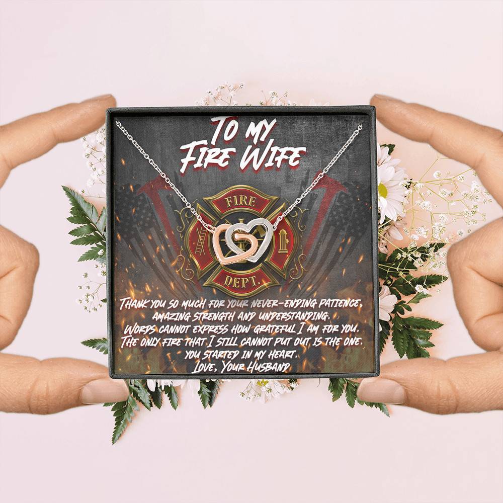 To My Fire Wife Thank You So Much for Your Never-Ending Amazing Strength Patience Interlocking Hearts Pendant Necklace