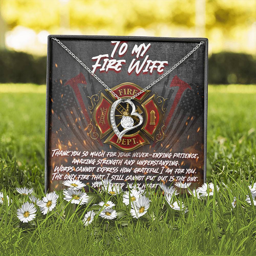 To My Fire Wife Thank You So Much for Your Never-Ending Patience Amazing Strength Forever Love Pendant Necklace