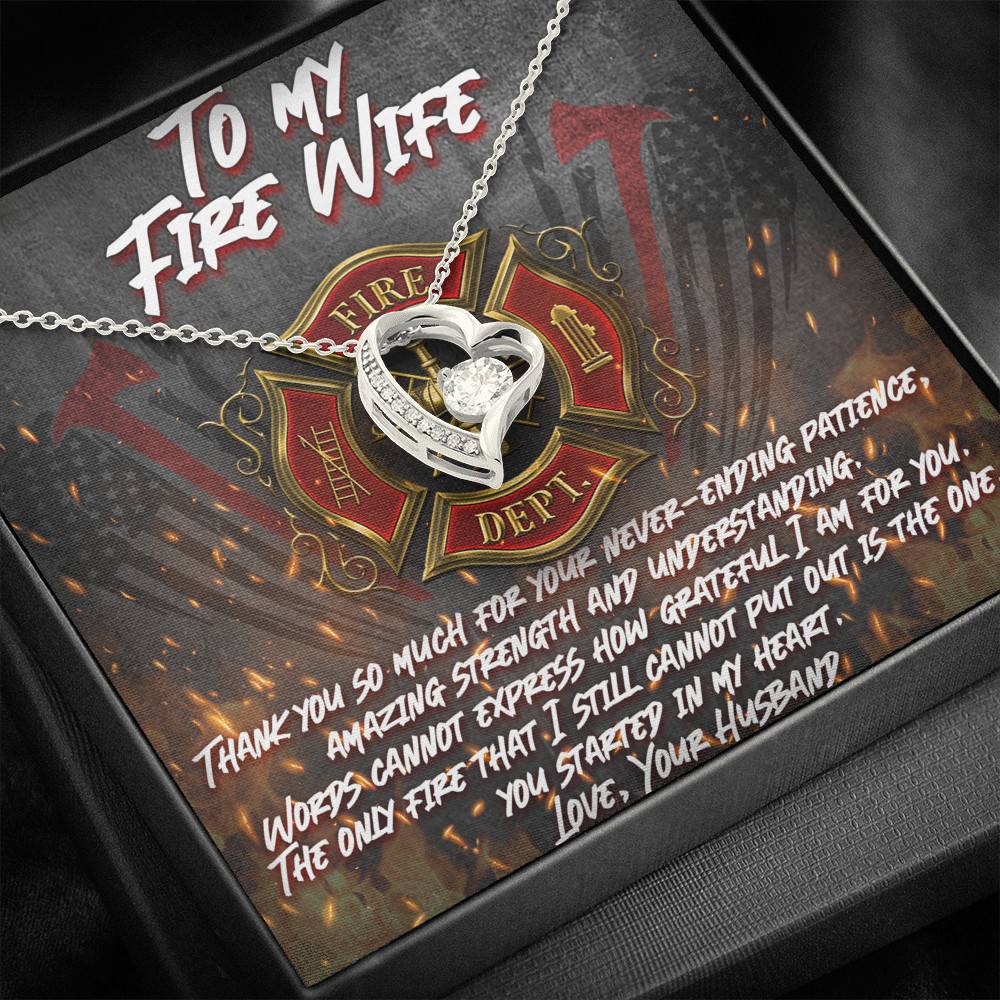 To My Fire Wife Thank You So Much for Your Never-Ending Patience Amazing Strength Forever Love Pendant Necklace