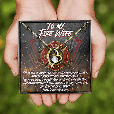 To My Fire Wife Thank You So Much for Your Never-Ending Patience Amazing Strength Infinity Heart Pendant Necklace