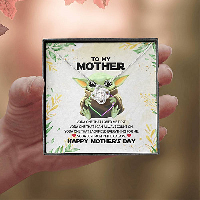 Baby Yoda To My Mother Yoda Best Mom In The Galaxy Happy Mother's Day Love Knot Pendant Necklace