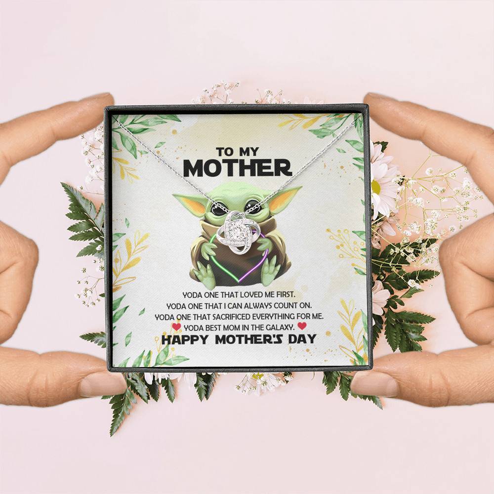 Baby Yoda To My Mother Yoda Best Mom In The Galaxy Happy Mother's Day Love Knot Pendant Necklace Baby Yoda To My Mother Yoda Best Mom In The Galaxy Happy Mother's Day Love Knot Pendant Necklace