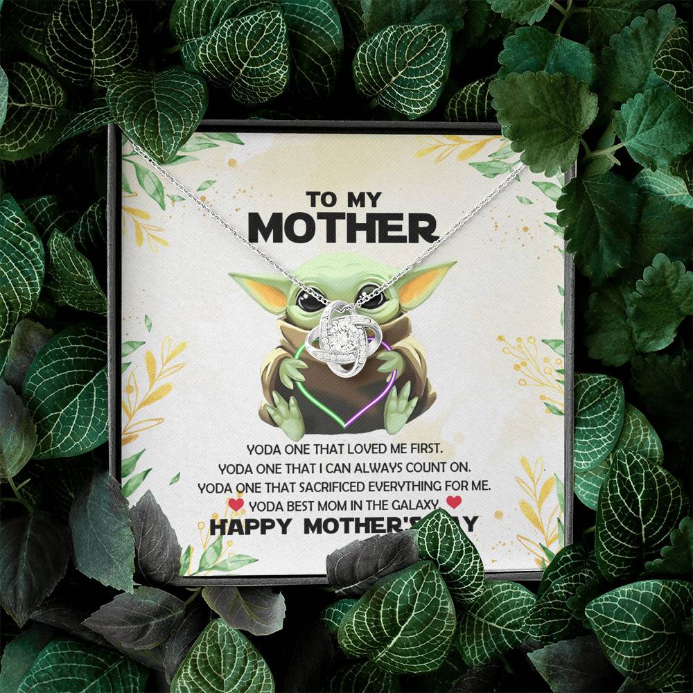 Baby Yoda To My Mother Yoda Best Mom In The Galaxy Happy Mother's Day Love Knot Pendant Necklace Baby Yoda To My Mother Yoda Best Mom In The Galaxy Happy Mother's Day Love Knot Pendant Necklace