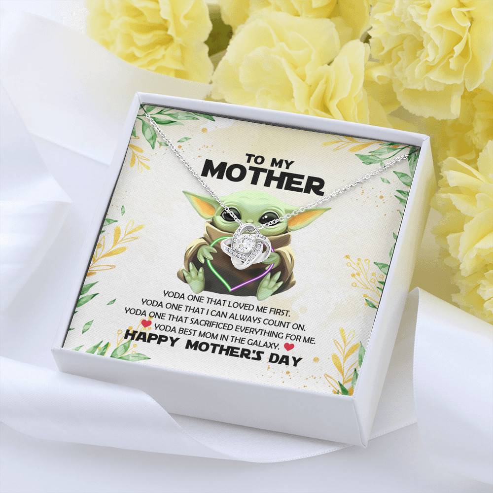 Baby Yoda To My Mother Yoda Best Mom In The Galaxy Happy Mother's Day Love Knot Pendant Necklace Baby Yoda To My Mother Yoda Best Mom In The Galaxy Happy Mother's Day Love Knot Pendant Necklace